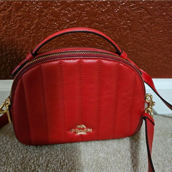 Coach Red Quilted Leather Crossbody Bag - Picture 3 of 9
